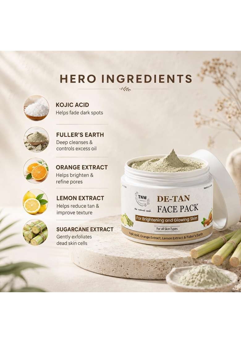 TNW the Natural Wash DE Tan Face Pack 100GM Enriched with Kojic Acid - Indya