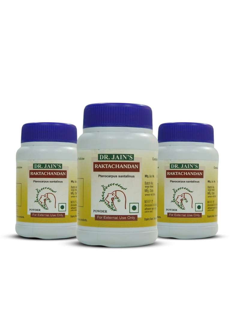 Dr Jains Raktachandan Red Sandalwood Ayurvedic Powder for Skin Care Pack of 3 - Indya
