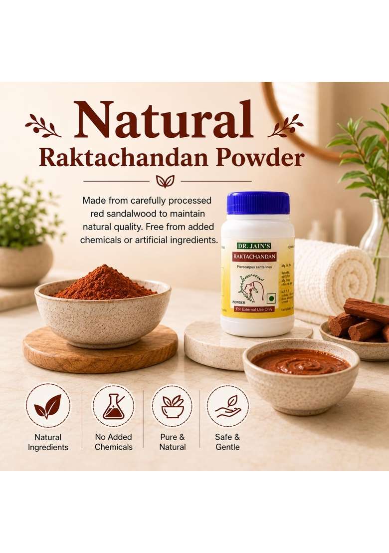 Dr Jains Raktachandan Red Sandalwood Ayurvedic Powder for Skin Care Pack of 3 - Indya