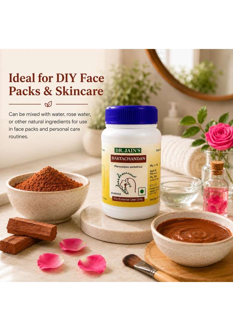 Dr Jains Raktachandan Red Sandalwood Ayurvedic Powder for Skin Care Pack of 3 - Indya