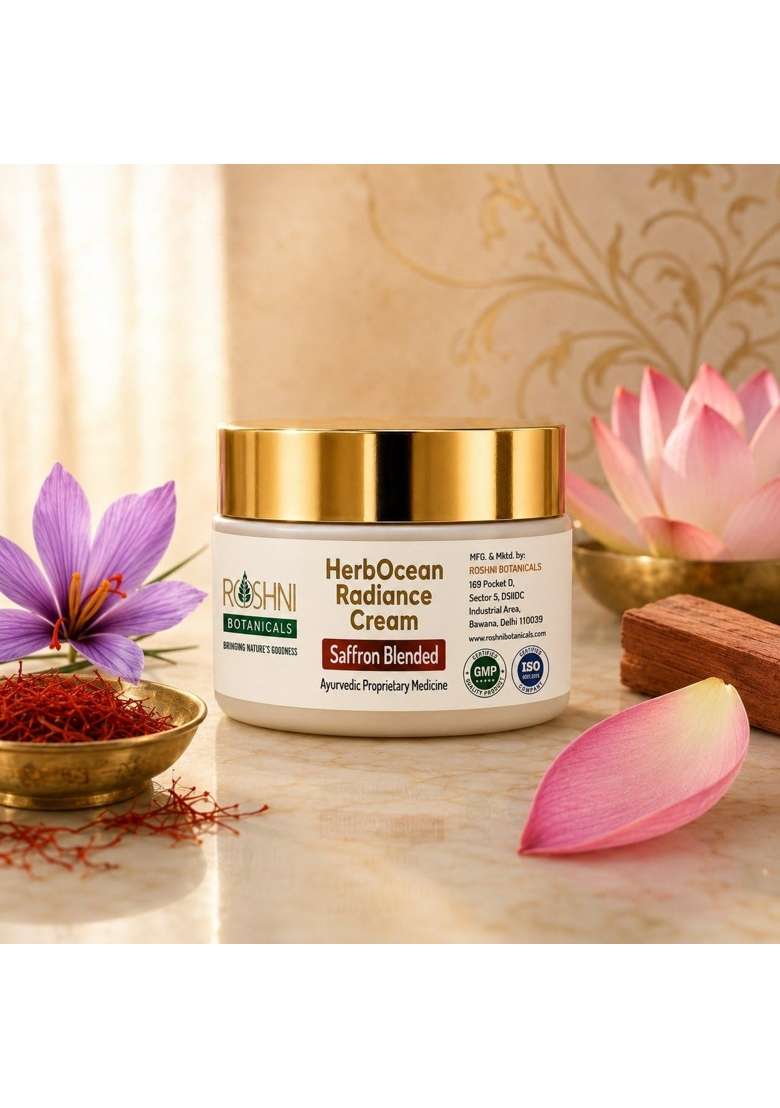 Roshni Botanicals Herbocean Radiance Cream Saffron Brightening Face Cream with Sandalwood and Manjistha - Indya