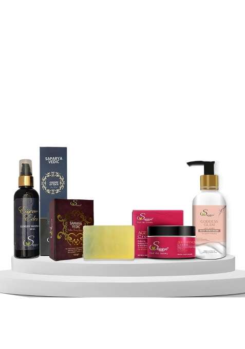 Saparya Vedic Unisex Ayurvedic Herbal Ingredients Anti Aging Kit with Body Wash Face Cream