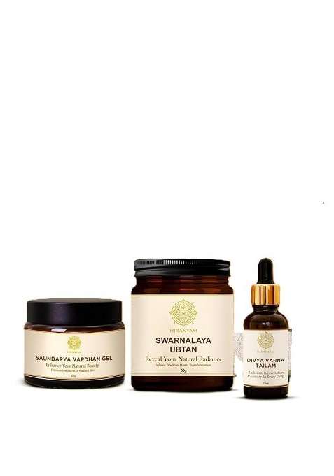 Hiranyam Ayurvedic Luxury Skincare Set for Radiance Anti Aging and Glowing Skin