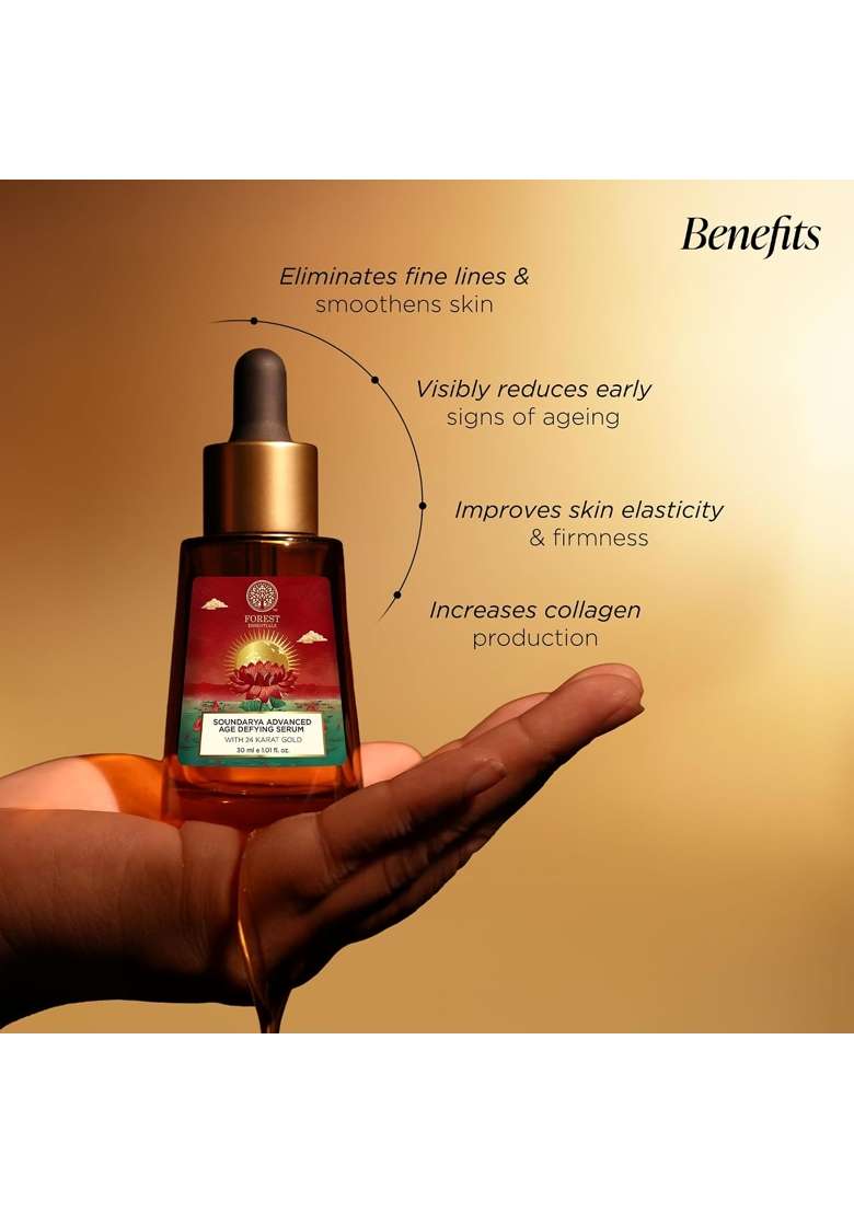Forest Essentials Soundarya Anti Ageing Serum with 24K Gold Ayurvedic Face Serum for Clarity Pigmentation - Indya