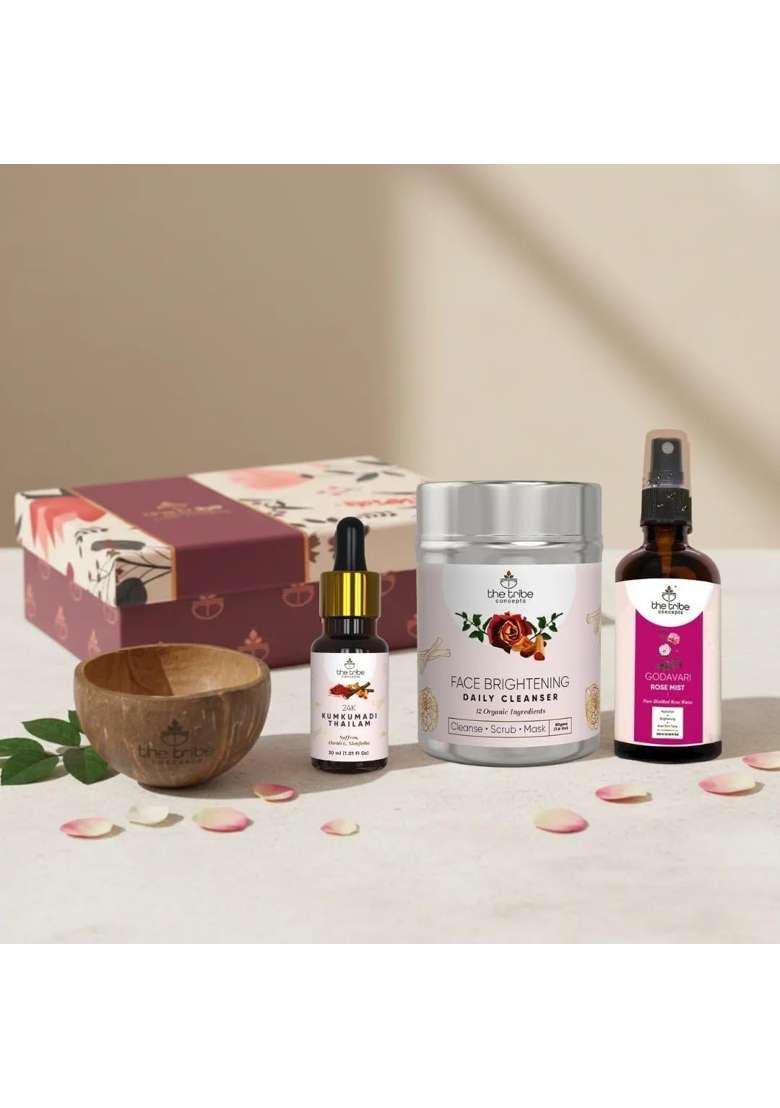 The Tribe Concepts Niyama Face Glow Kit Ayurvedic Skincare Set with Cleanser - Indya