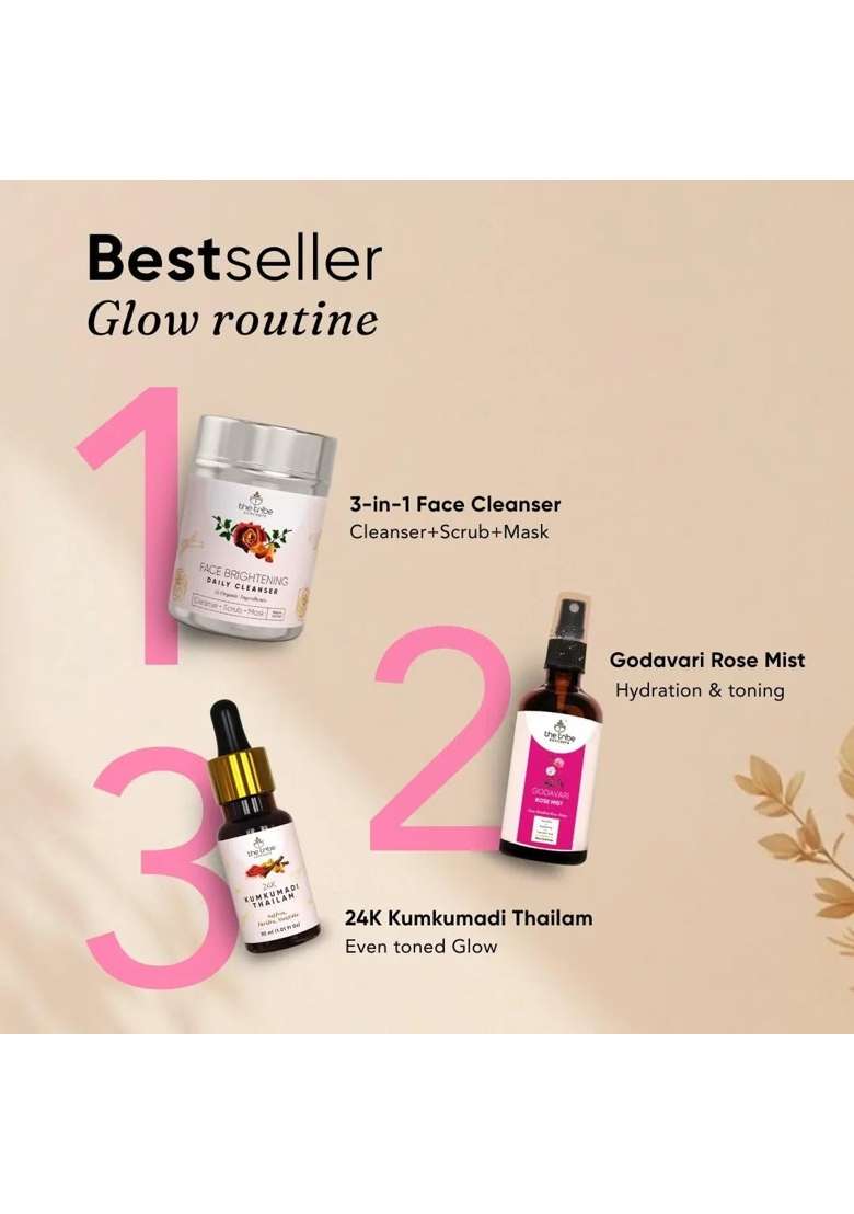 The Tribe Concepts Niyama Face Glow Kit Ayurvedic Skincare Set with Cleanser - Indya