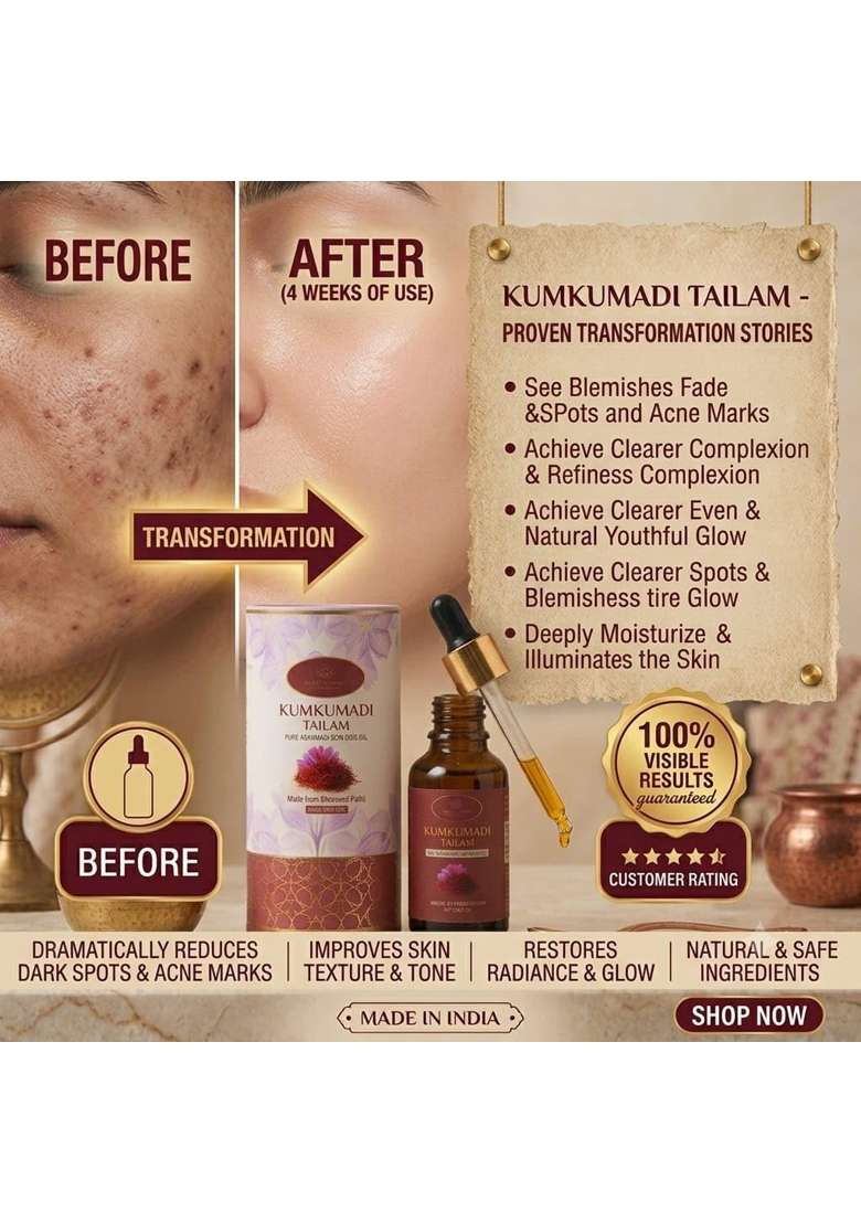 Adornn Herbals Kumkumadi Tailam Face Oil with Saffron Red Sandalwood and Manjistha Ayurvedic Facial Oil - Indya