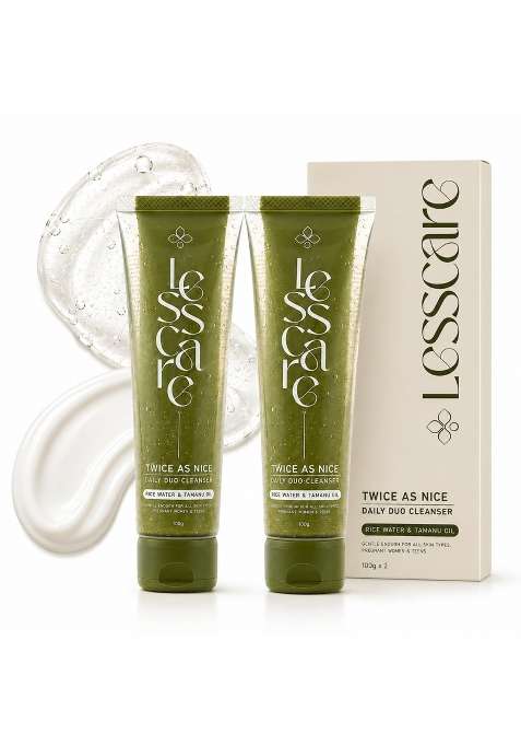 Lesscare Twice As Nice Daily Duo Cleanser Gentle Gel Face Wash for Deep Cleansing with Makeup Pack of 2