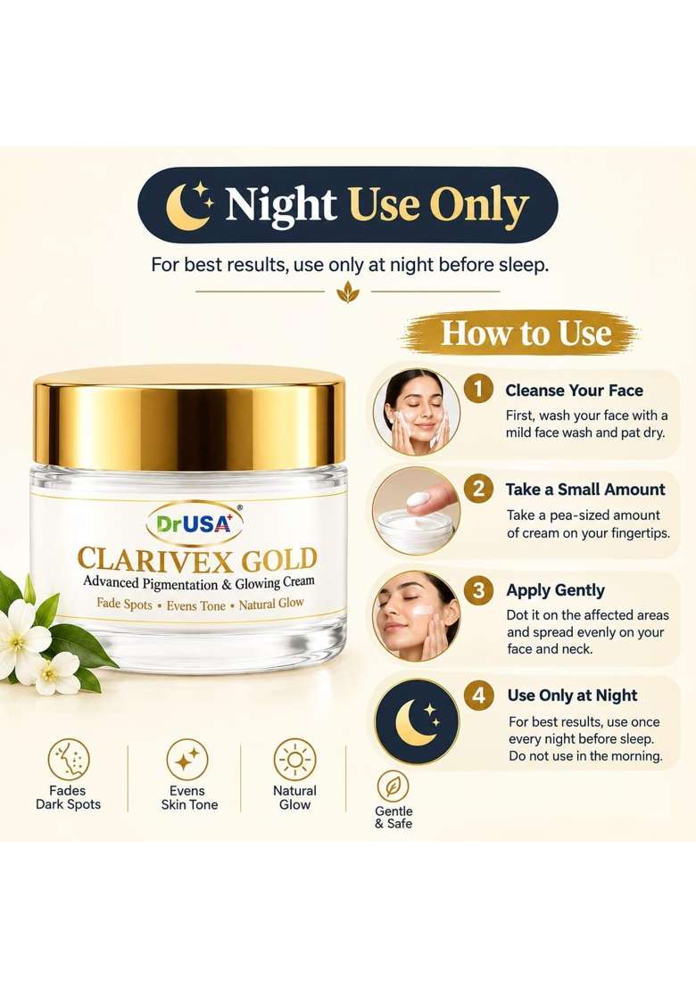 Drusa Clarivex Gold Ayurvedic Cream Is Specially Designed for Daily Skincare to Help Improve the Appearance - Indya