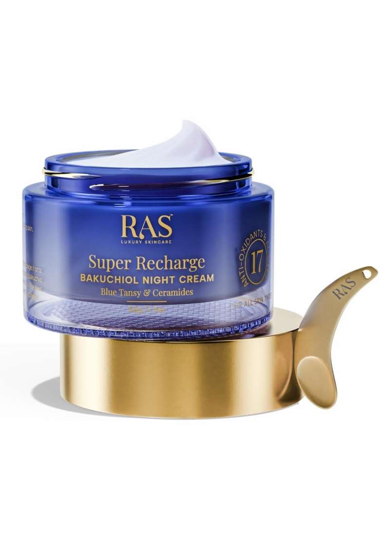 Ras Luxury Oils Super Recharge Night Cream with Bakuchiol Natural Retinol and Peptides - Indya