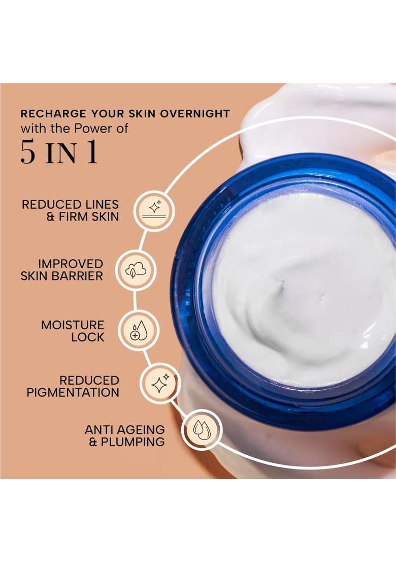 Ras Luxury Oils Super Recharge Night Cream with Bakuchiol Natural Retinol and Peptides - Indya