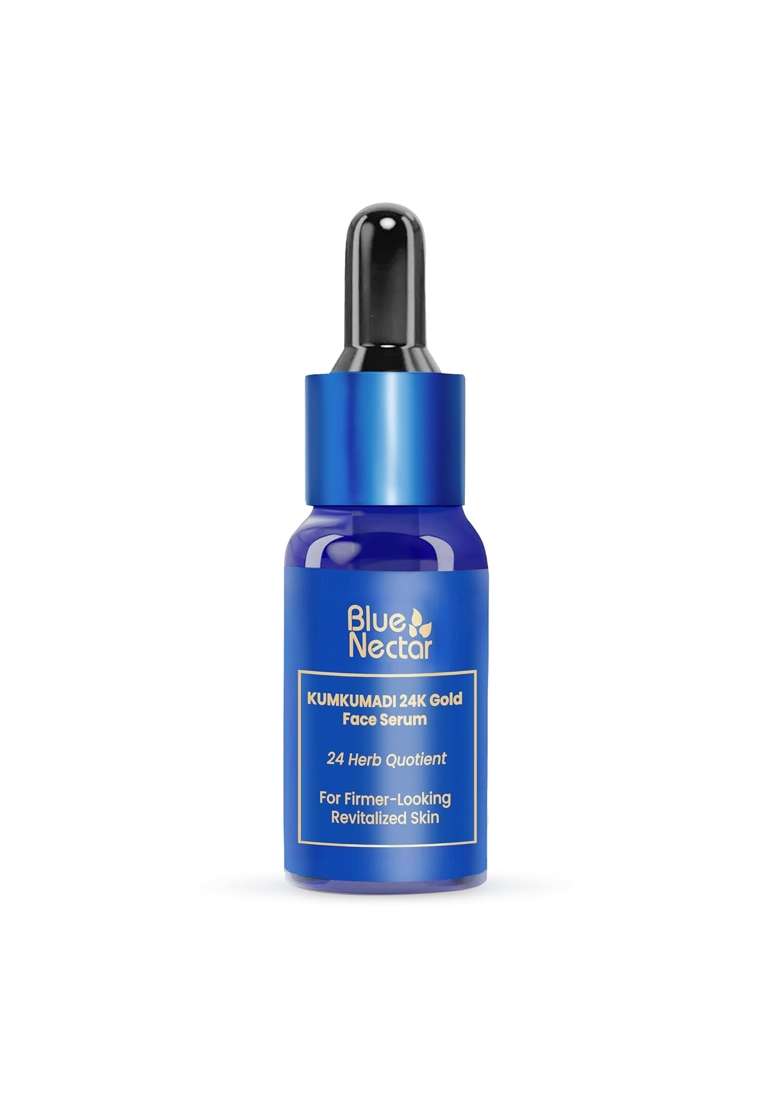 Blue Nectar 24K Gold Serum for Glowing Skin Natural Kumkumadi Oil Serum for Face Infused with 24K Gold - Indya