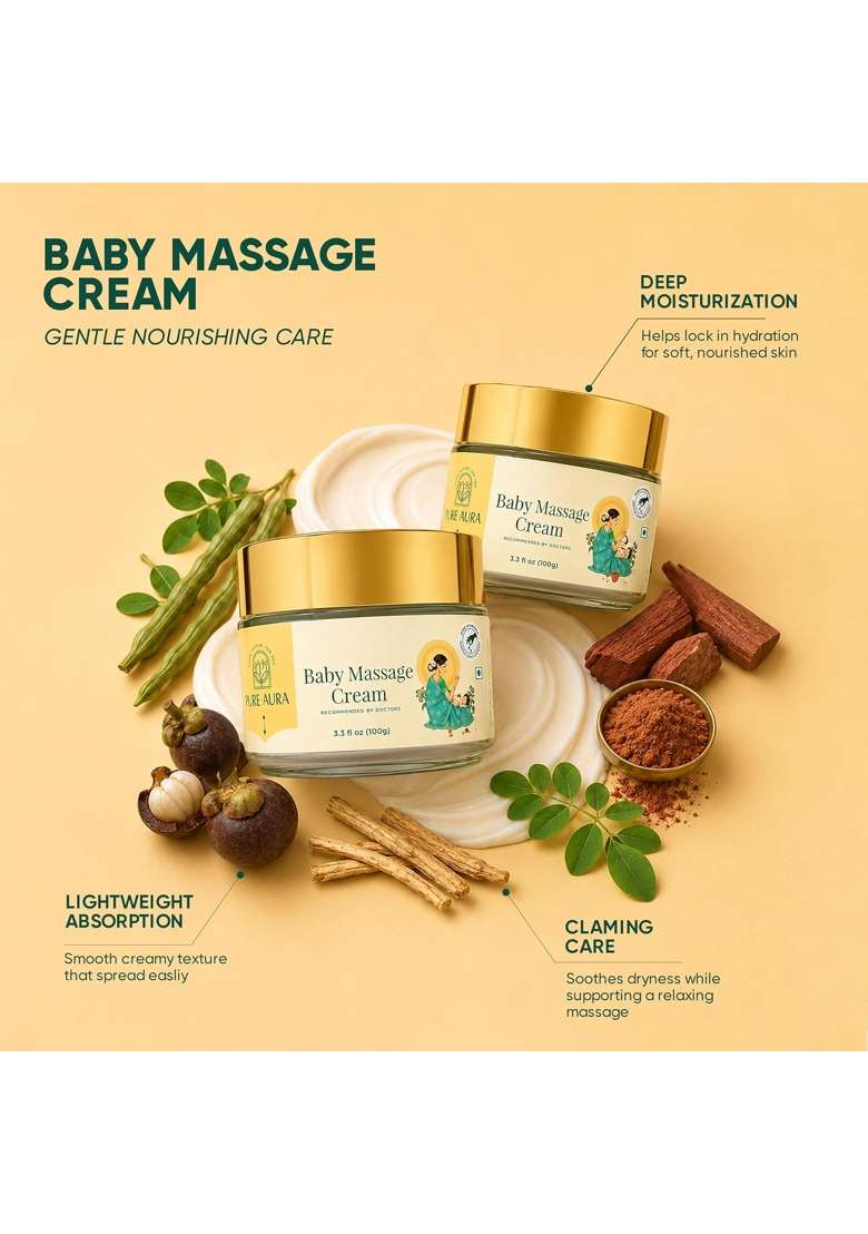 Pure Aura Baby Skincare Kit Doctor Recommended Ayurvedic Shampoo Baby Wash Sunscreen Rash Cream - Indya