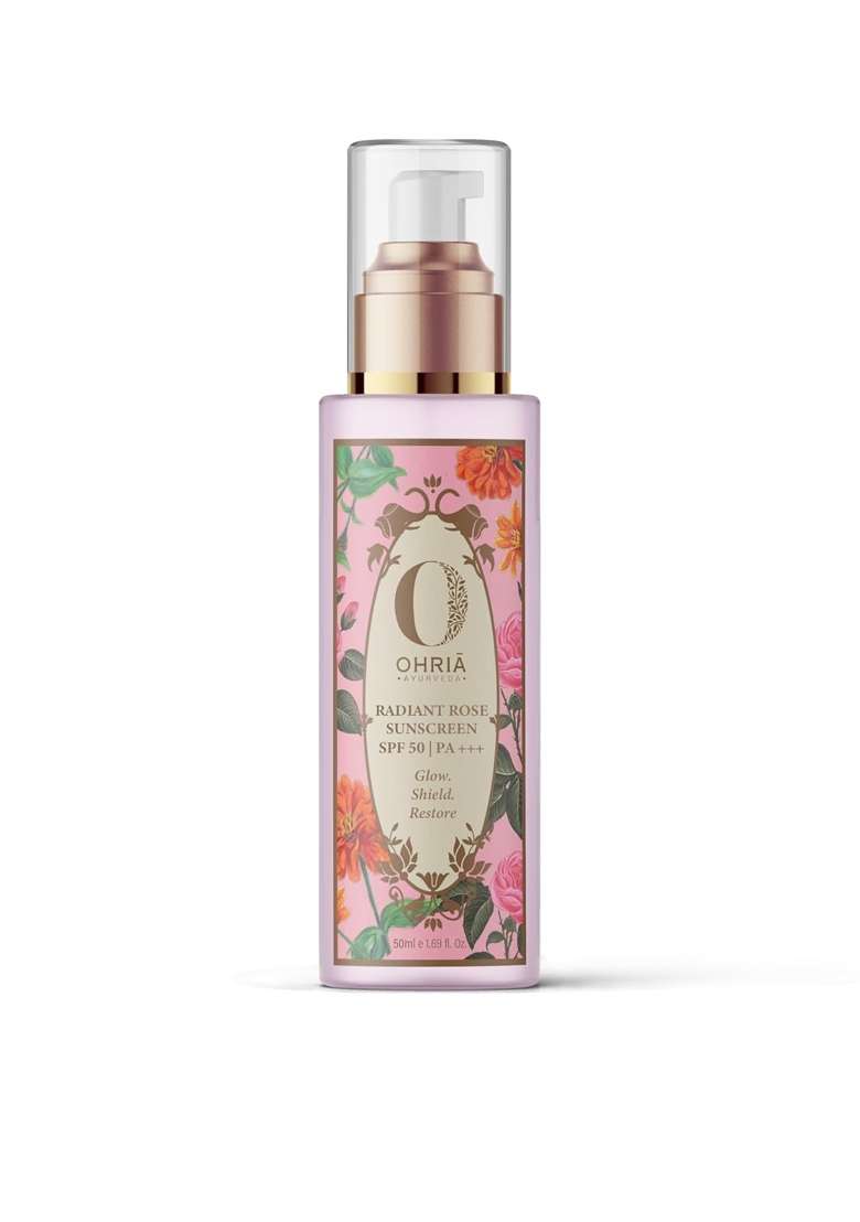 Ohria Ayurveda Radiant Rose Sunscreen SPF 50 Plus 50G Ayurvedic Sunscreen with Yashad Bhasma - Indya