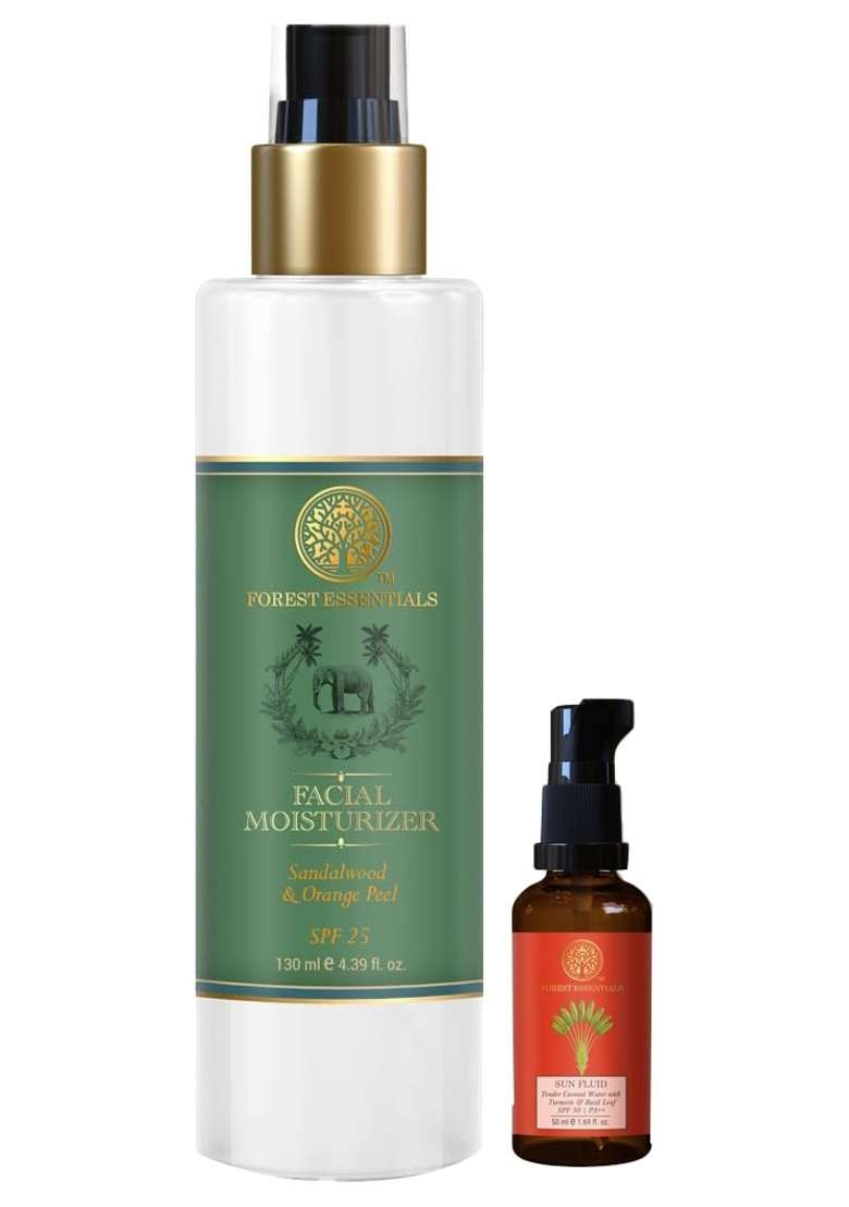 Forest Essentials Skincare Combo Hydrating Facial Moisturiser Sandalwood and Orange Peel SPF30 PA Plus - Indya