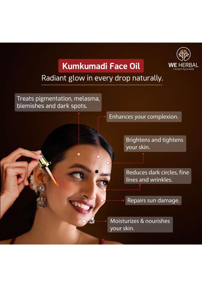WE Herbal Kumkumadi Oil Combo Ayurvedic Beauty Set with Kumkumadi Oil 20ML Kumkumadi Ubtan Face Wash 100G - Indya