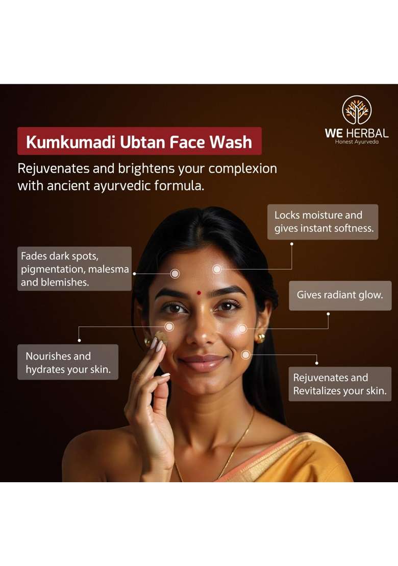 WE Herbal Kumkumadi Oil Combo Ayurvedic Beauty Set with Kumkumadi Oil 20ML Kumkumadi Ubtan Face Wash 100G - Indya