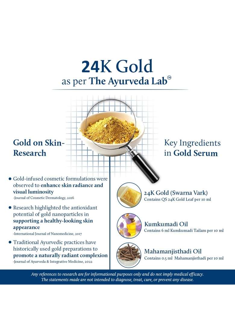 Blue Nectar 24K Gold Serum for Glowing Skin Natural Kumkumadi Oil Serum for Face Infused with 24K Gold - Indya