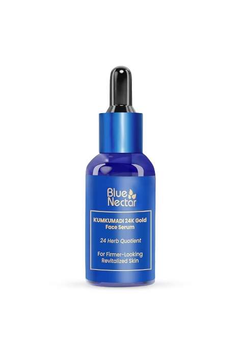 Blue Nectar 24K Gold Serum for Glowing Skin Natural Kumkumadi Oil Serum for Face Infused with 24K Gold
