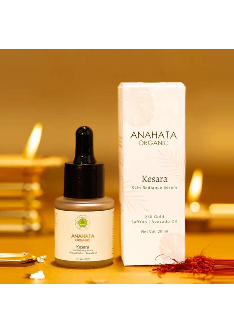 Anahata Kesara Saffron and 24K Gold Face Serum for Dark Spots and Uneven Skin Tone 20 ML - Indya