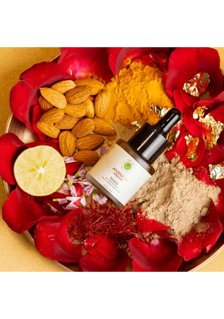 Anahata Kesara Saffron and 24K Gold Face Serum for Dark Spots and Uneven Skin Tone 20 ML - Indya