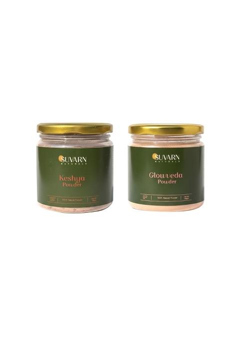 Suvarn Naturals Keshya Hair Care Powder and Glowveda Skin Brightening Powder Combo