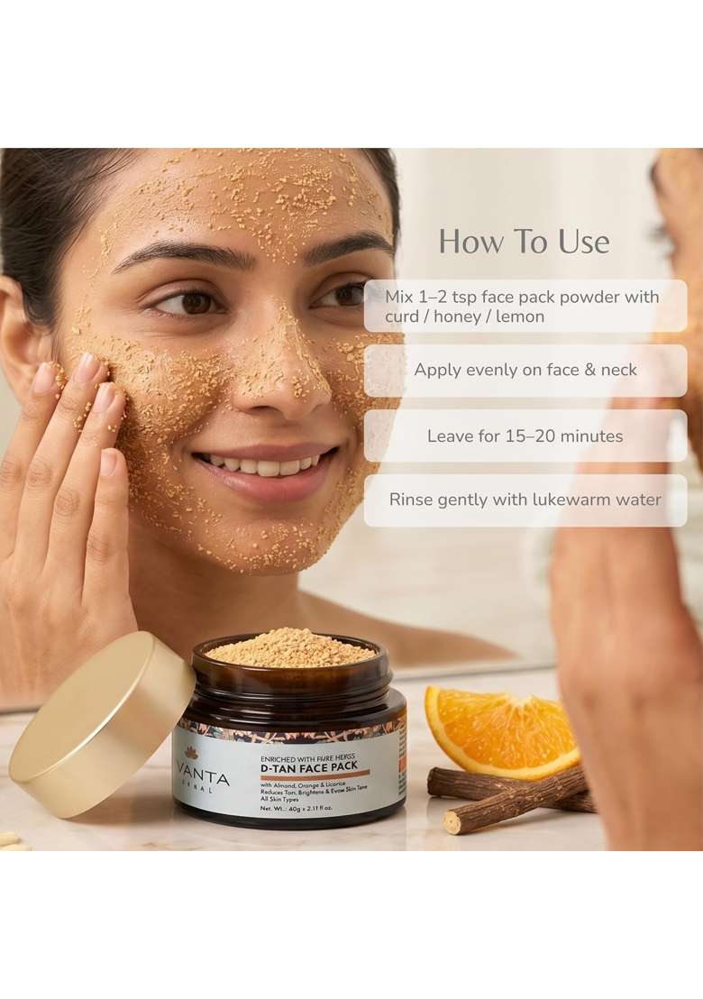 Jivanta D Tan Face Pack and D Tan Body Polisher Combo Ayurvedic Tan Removal Pack and Body Scrub Pack of 2 - Indya