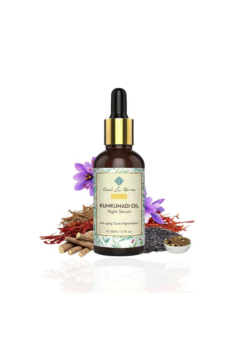 Teal and Terra Kumkumadi Tailam Face Oil Authentic Ayurvedic Saffron Face Oil Brightens and Glows Skin - Indya