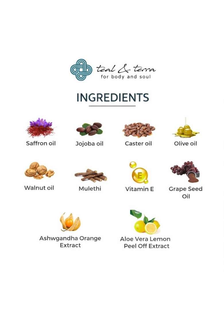 Teal and Terra Kumkumadi Tailam Face Oil Authentic Ayurvedic Saffron Face Oil Brightens and Glows Skin - Indya