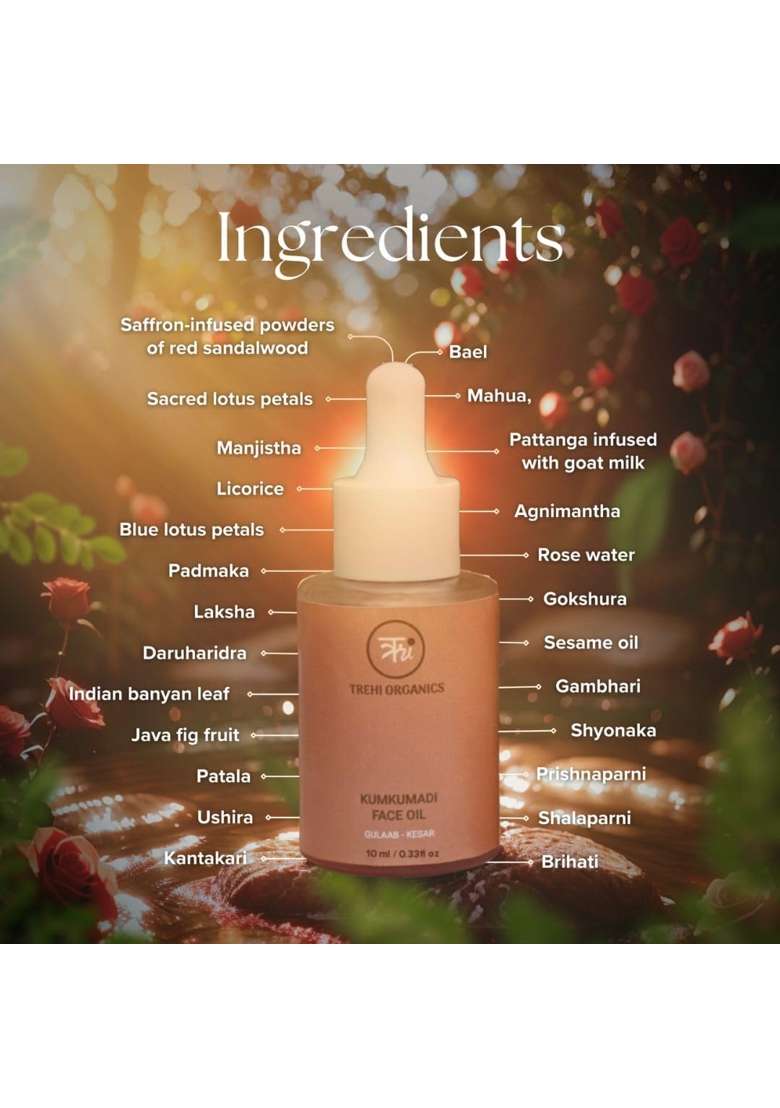 Trehi Organics Kumkumadi Face Oil Ayurvedic Face Oil for Pigmentation Glowing Skin - Indya