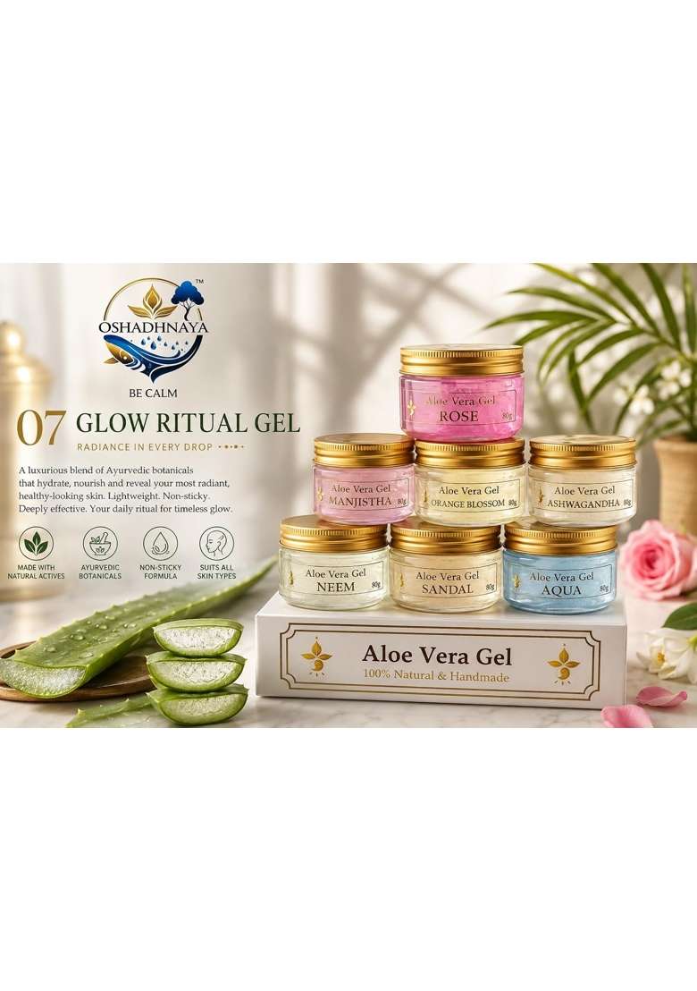Oshadhnaya BE CALM Aloe Vera Gel 80G Natural Aloe Vera Face and Body Gel with Ayurvedic Botanical Extracts - Indya