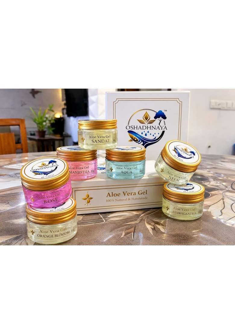 Oshadhnaya BE CALM Aloe Vera Gel 80G Natural Aloe Vera Face and Body Gel with Ayurvedic Botanical Extracts - Indya