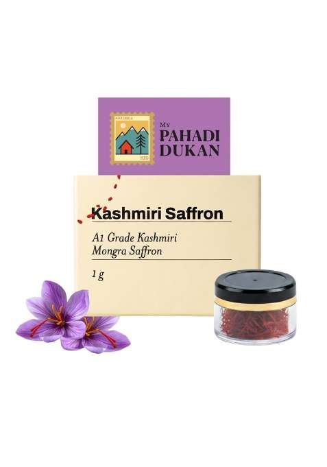 My Pahadi Dukan Kashmiri Mongra Saffron 3G Premium a Plus Grade Pure Kesar Handpicked Red Stigmas