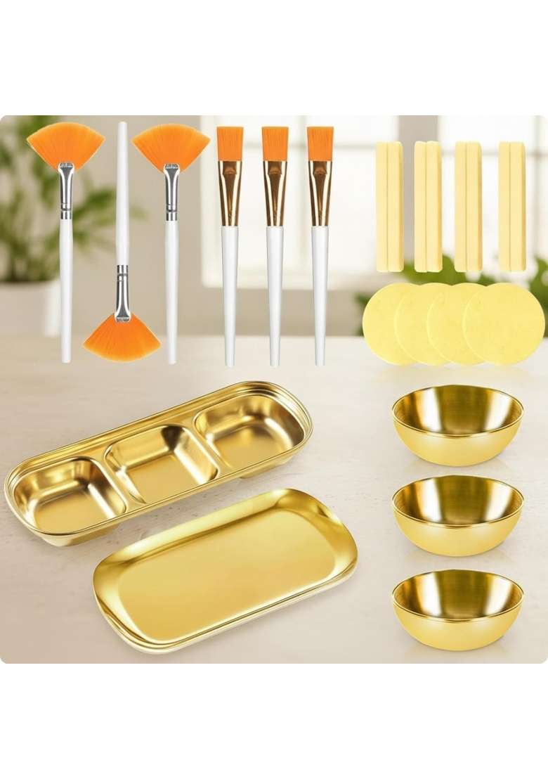 Snappsy 23 Pieces Facial Skincare Regimen Kit Stainless Steel Skincare Kit with Tray Easy to Clean Skin - Indya