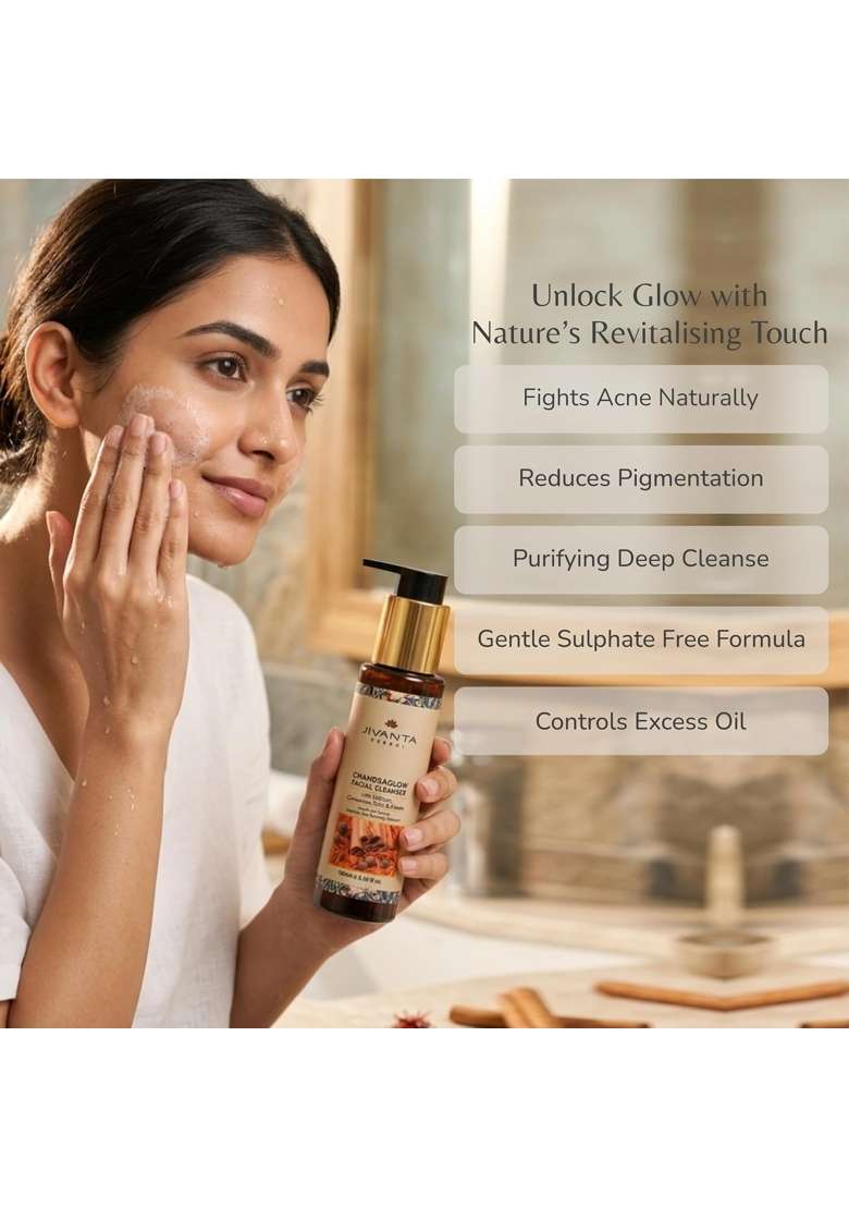 Jivanta Herbal Chandraglow Facial Cleanser 100ML Pure Rose Water 100ML and Night Cream 50G Combo Pack of 3 - Indya