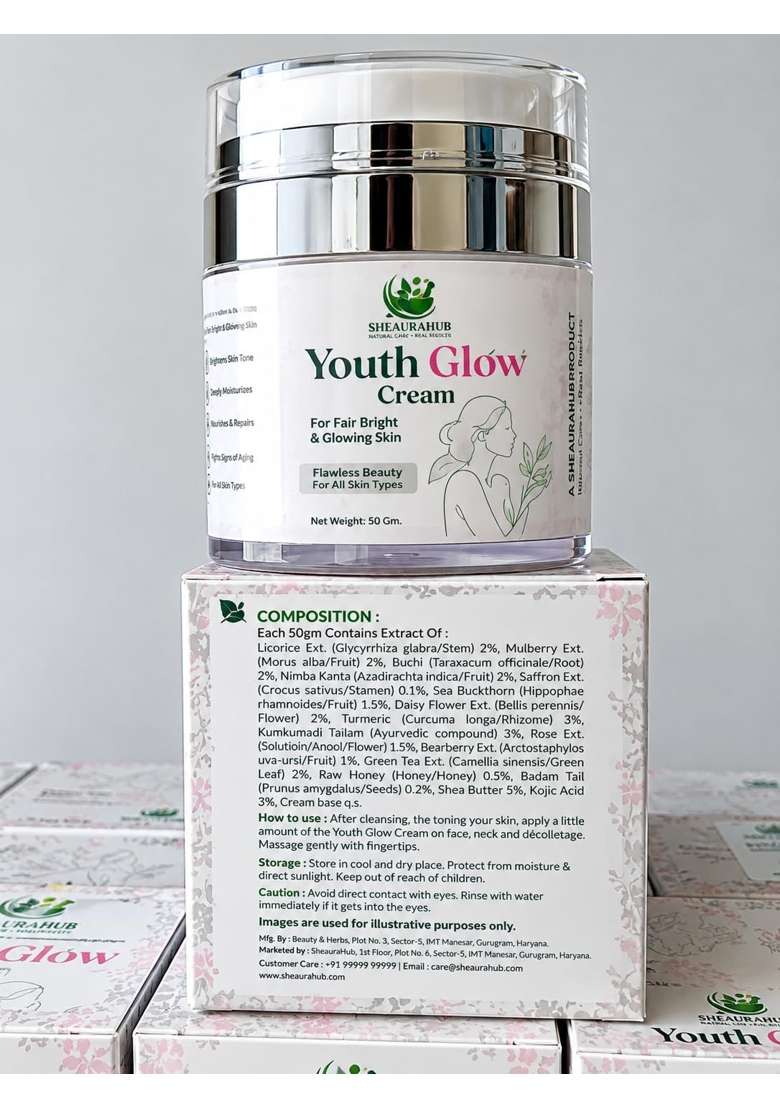 Sheaurahub Youth Glow Cream for Fair Bright and Glowing Skin 50 G - Indya
