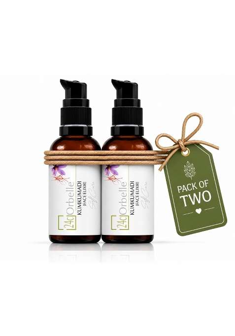 24Corbelle Certified Organic Kumkumadi Face Elixir Oil Ayurvedic Facial Oil with Saffron Set of 2