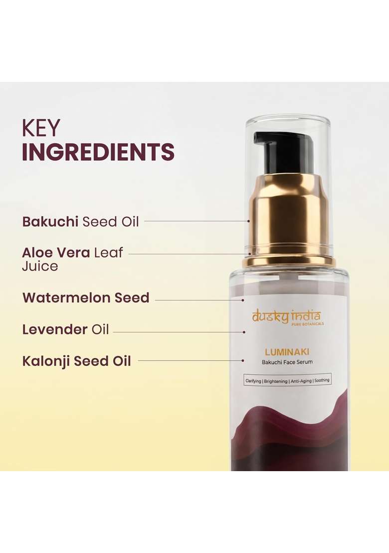 Dusky India Luminaki Bakuchi Face Serum 50 ML Natural Bakuchi Face Oil for Brightening and Radiance - Indya