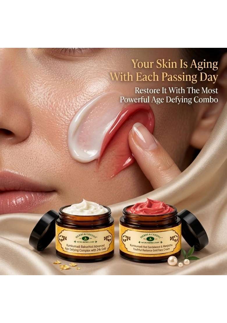 Herbs and Greens Money Saver Anti Aging Combo Herbs and Greens Kumkumadi Red Sandalwood Gold Face Cream - Indya