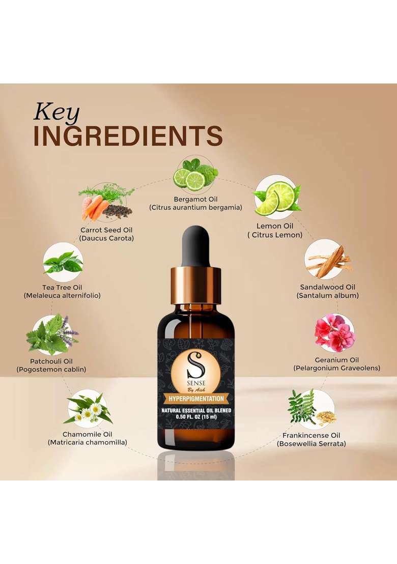 Ssense by Aish Hyperpigmentation Skin Care Oil 15ML 100 Percent Natural Essential Oil Blend for Dark Spots - Indya
