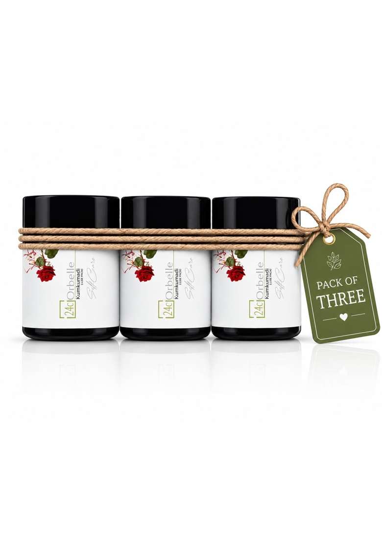 24Corbelle Certified Organic Kumkumadi Luxe Pack Ayurvedic Face Pack with Saffron Red Sandalwood Set of 3 - Indya