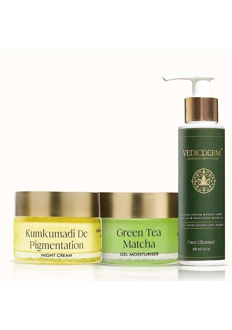 Vedicderm Rasa Radiance Kit Ayurvedic Ritual for Pigmentation Glowing Skin and Even Tone - Indya