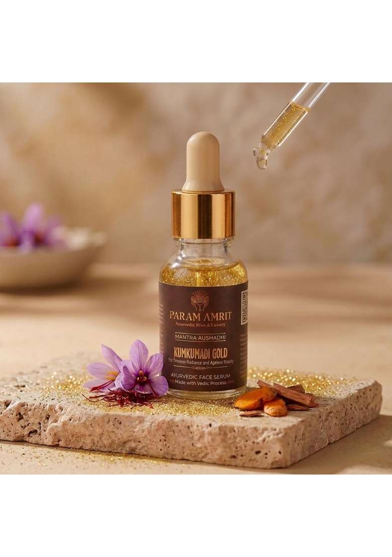 Param Amrit Kumkumadi Gold Face Serum 15ML Ayurvedic Glow Serum Herbal Formula - Indya