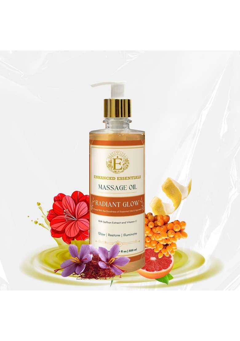Enhanced Essentials Radiant Glow Brightening Massage Oil with Amla Saffron and Vitamin C - Indya