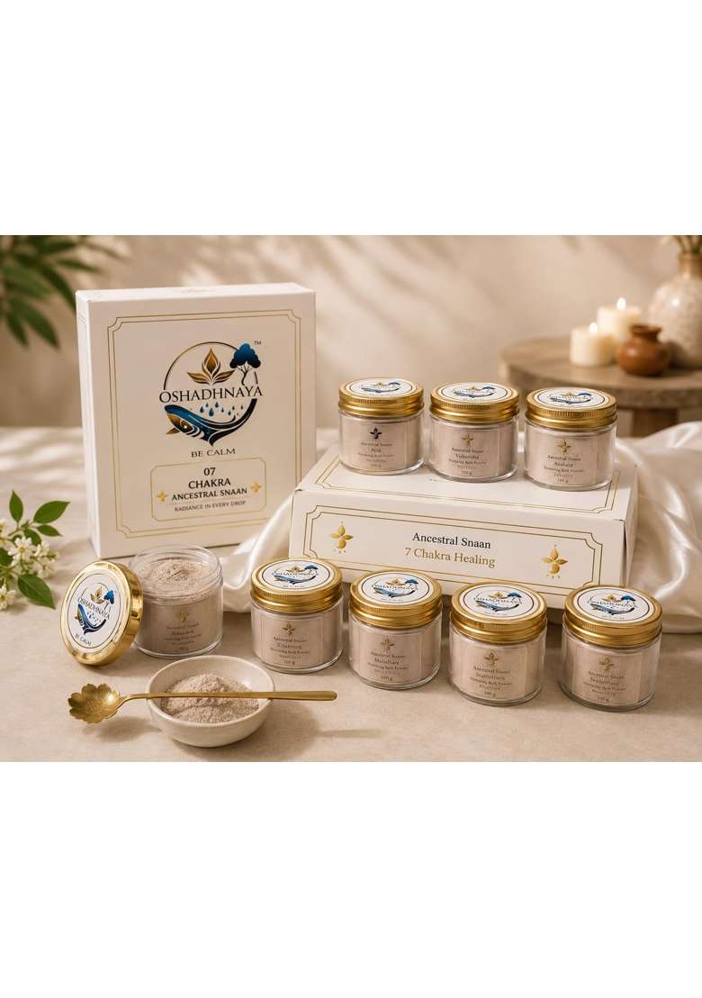 Oshadhnaya BE CALM 07 Chakra Ancestral Snaan Ayurvedic Herbal Bath Powder Gift Set - Indya