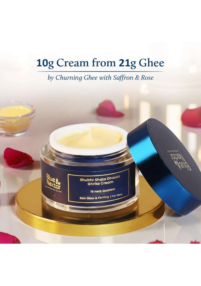 Blue Nectar Shata Dhauta Ghrita Cream for Men Glow Skin Face Moisturiser - Indya