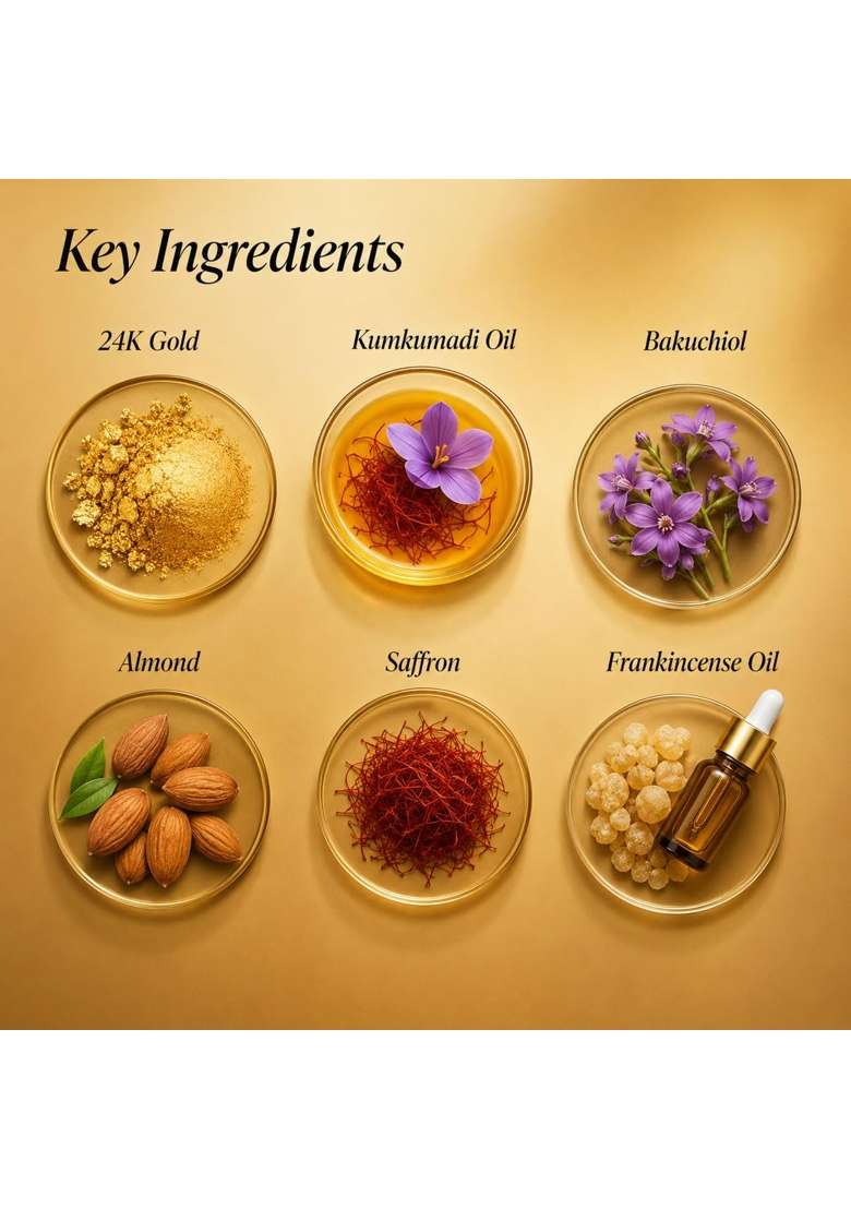 House of Soundarya 24K Gold Kumkumadi Face Serum Luxury Ayurvedic Elixir with 24K Gold Kumkumadi Tailam - Indya