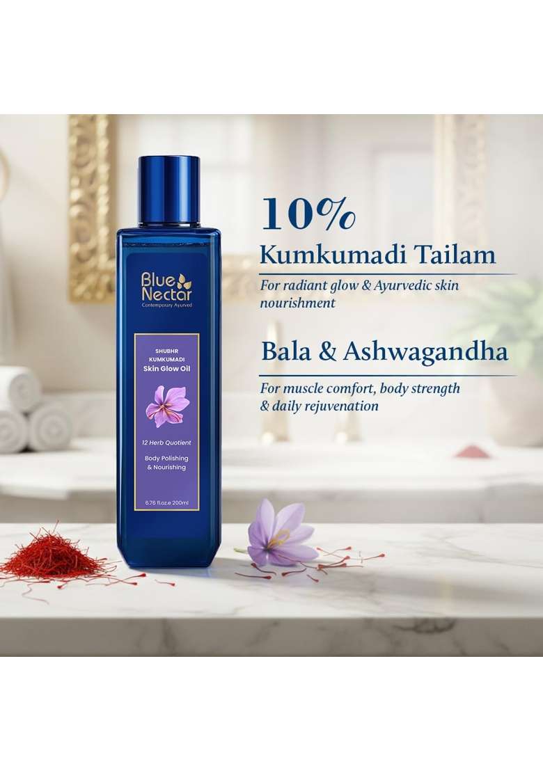 Blue Nectar Kumkumadi Tailam 10ML and Kumkumadi Oil for Glowing Skin 100ML - Indya