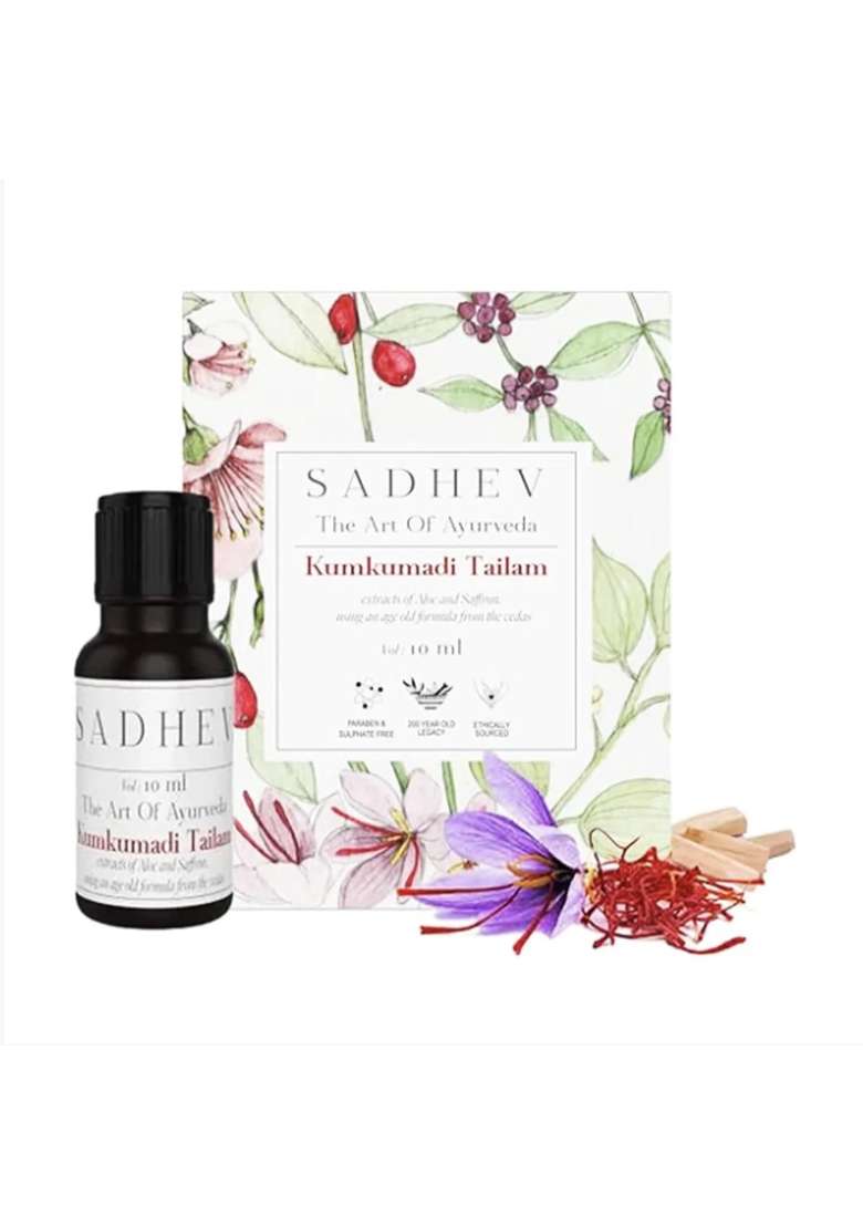 Sadhev Kumkumadi Tailam Face Oil Saffron Sandalwood Vetiver and Liquorice Night Serum - Indya