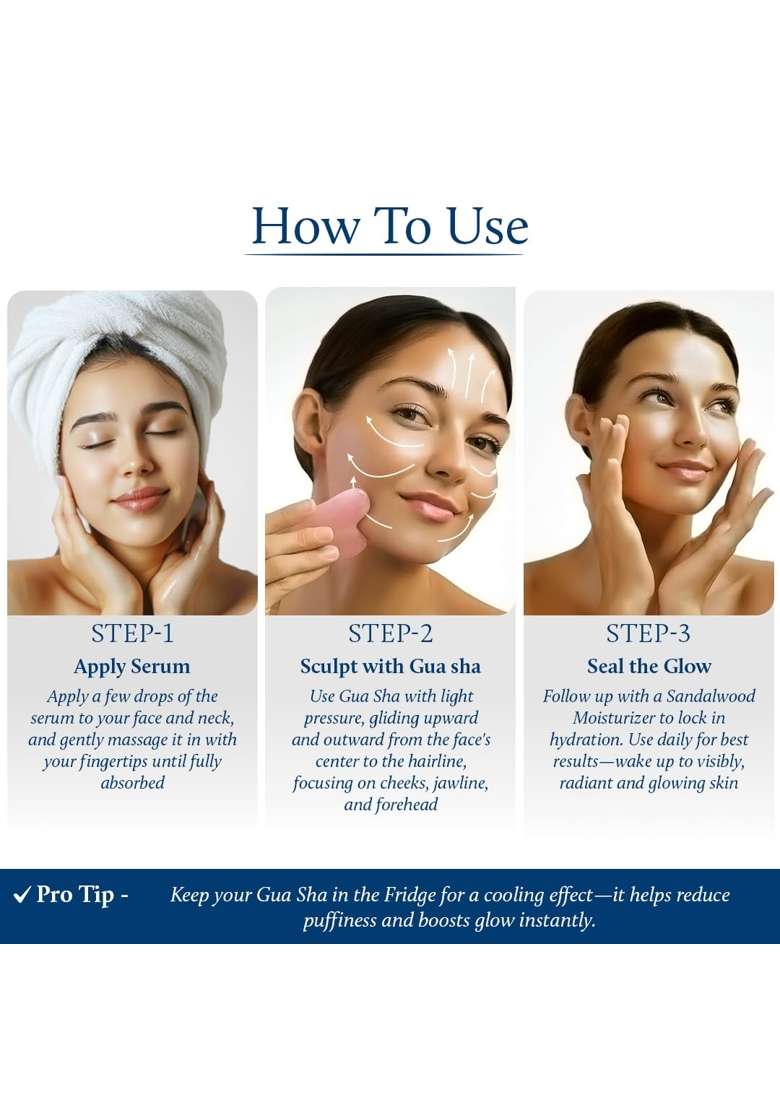 Blue Nectar Rose Quartz Gua Sha for Face with Kumkumadi Oil - Indya